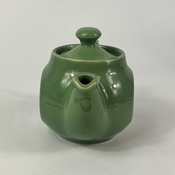 Green Teapot 6" Avocado Olive MCM Mid Century Retro Art Deco - Picture 4 of 12
